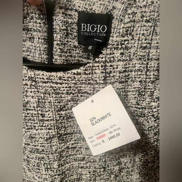 BIGIO Tweed Sleeveless Dress Black & White Size 6 - Picture 2 of 3